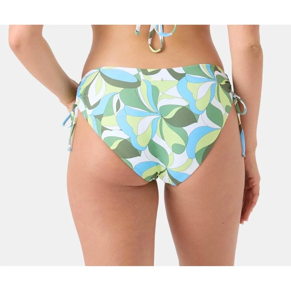 NWT Roxy Green Tropics Side Tie Bikini Bottoms UPF 50+ Quick Dry Medium